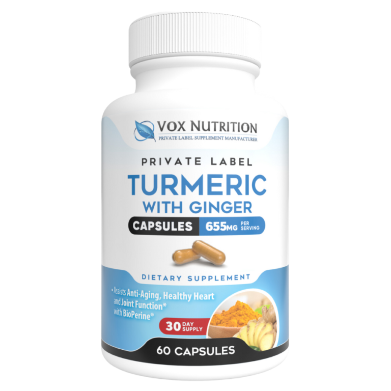 Private Label Turmeric With Ginger And Bioperine Supplement Vox Nutrition